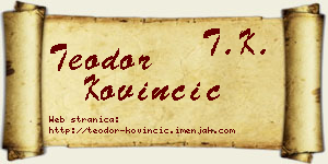 Teodor Kovinčić vizit kartica